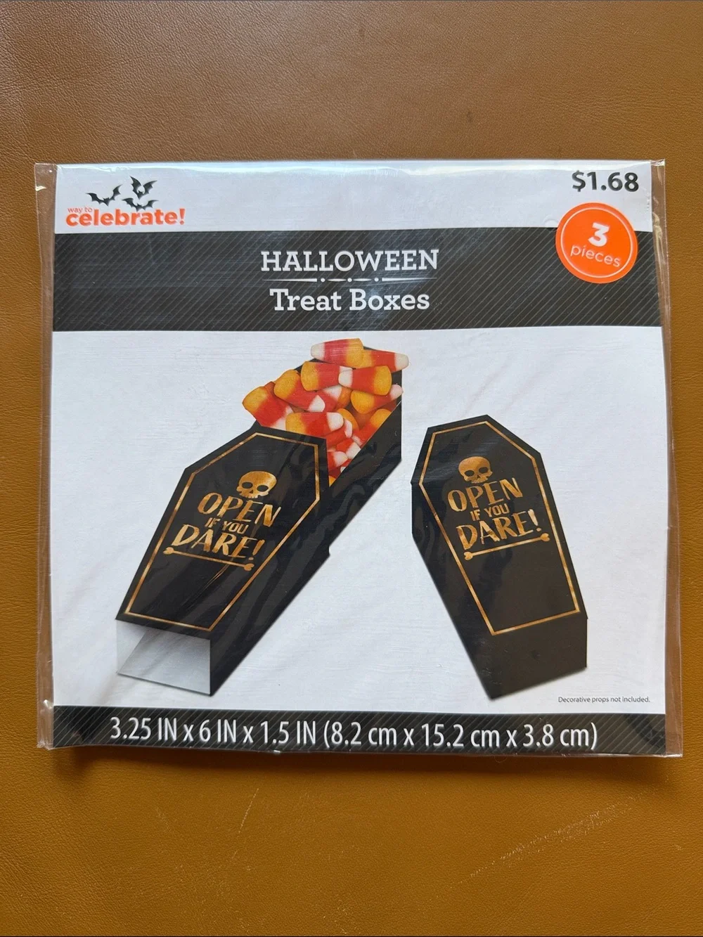 Lot of 4, Halloween Black Coffin Treat Boxes - 3 Pack